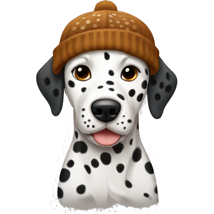 dalmatian with brown dots wearing a beanie emoji