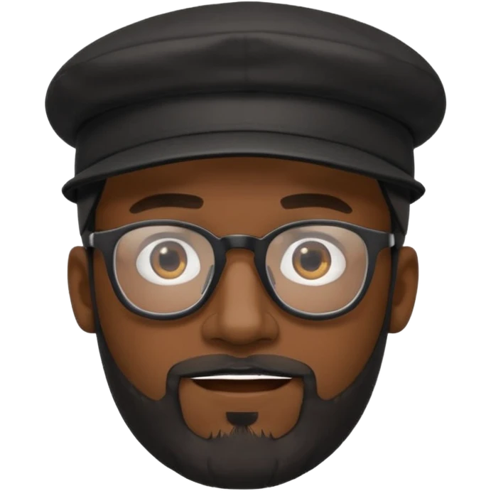a dark guy with a goate and not bushy mustache and a beard and a cap worn backwards black too wearing glasses emoji