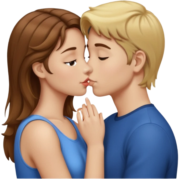 girl with brown hair kissing boy with blond hair emoji