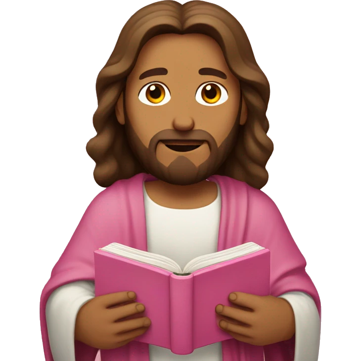 Jesus with a pink bible emoji