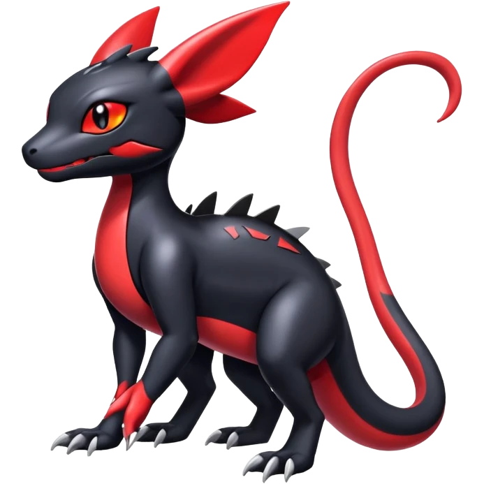 Cute Shiny Guilmon-Salandit-Umbreon-Fakémon-hybrid-creature (full body)  emoji