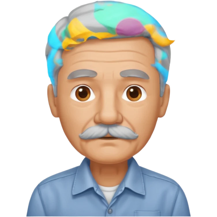 Old man with gray hair and mustache and working shirt emoji