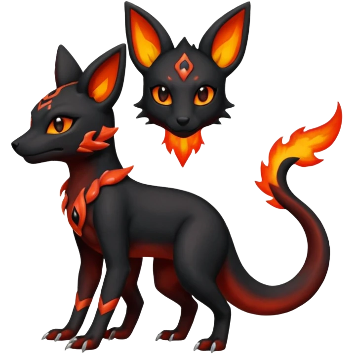Edgy gothic dark magma-Salandit-Umbreon-Litten-hybrid-fusion (full body) emoji