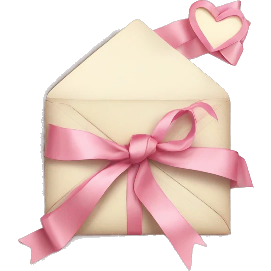 vintage love letters in envelope tied with a baby pink ribbon  emoji