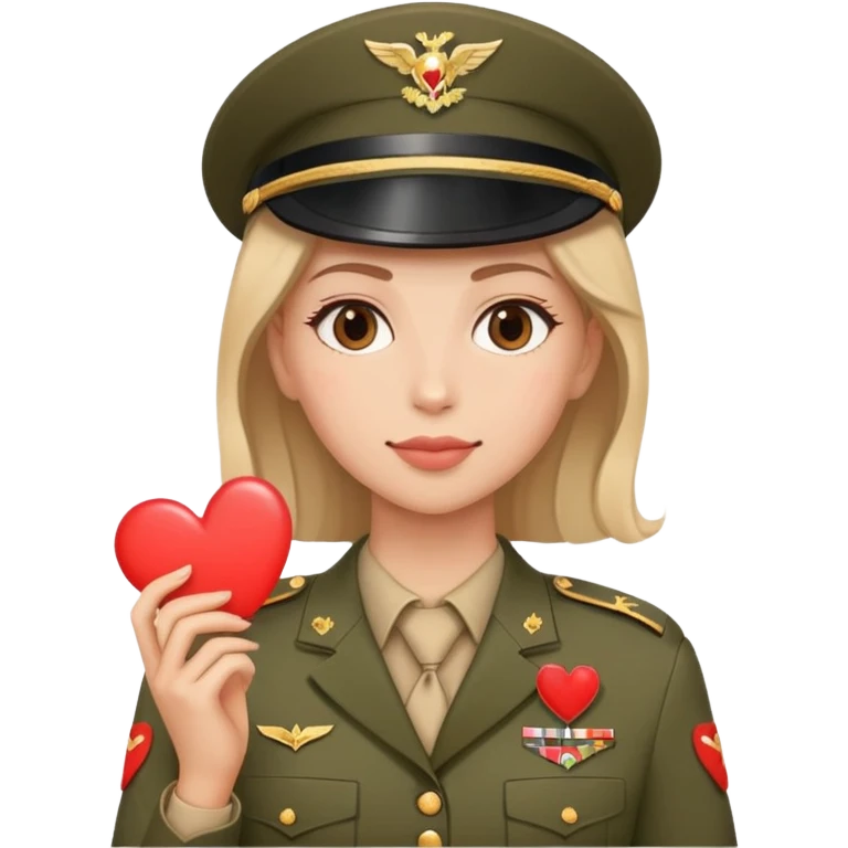 Militar y señora con corazones  emoji