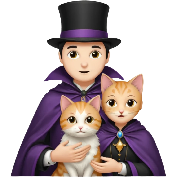 magician couple and their pet cat emoji