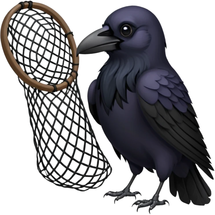 A raven getting caught by a handheld net emoji