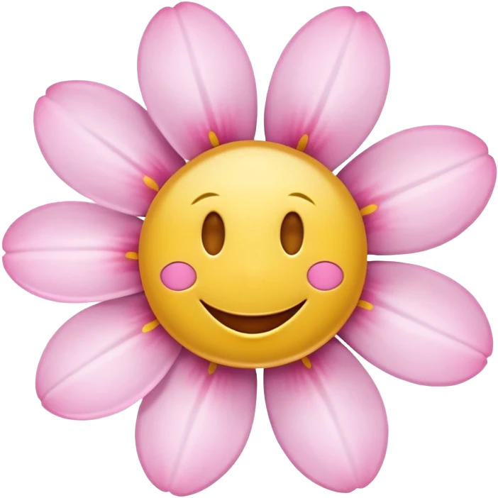 white sakura flower with a bow and smiley face center emoji