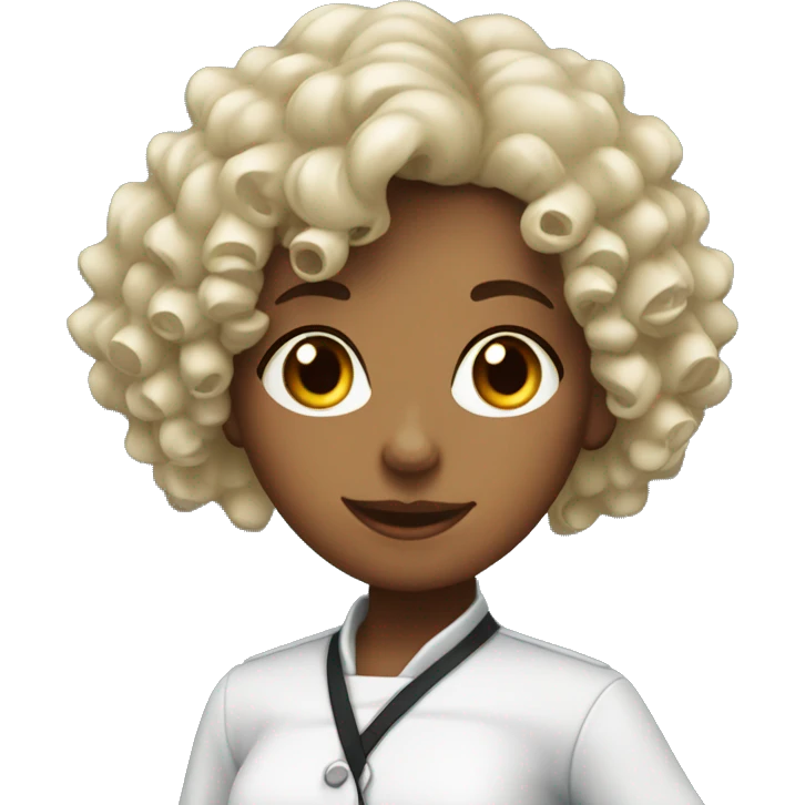 Curly haired girl waitress emoji