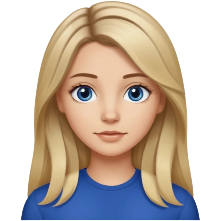 white girl long light brunette / blonder hair girl with darker roots in her hair middle part and dark blue eyes that's not really tan but not pale emoji
