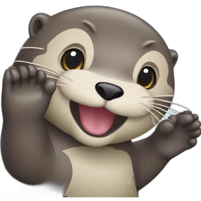Sea otter waving  emoji