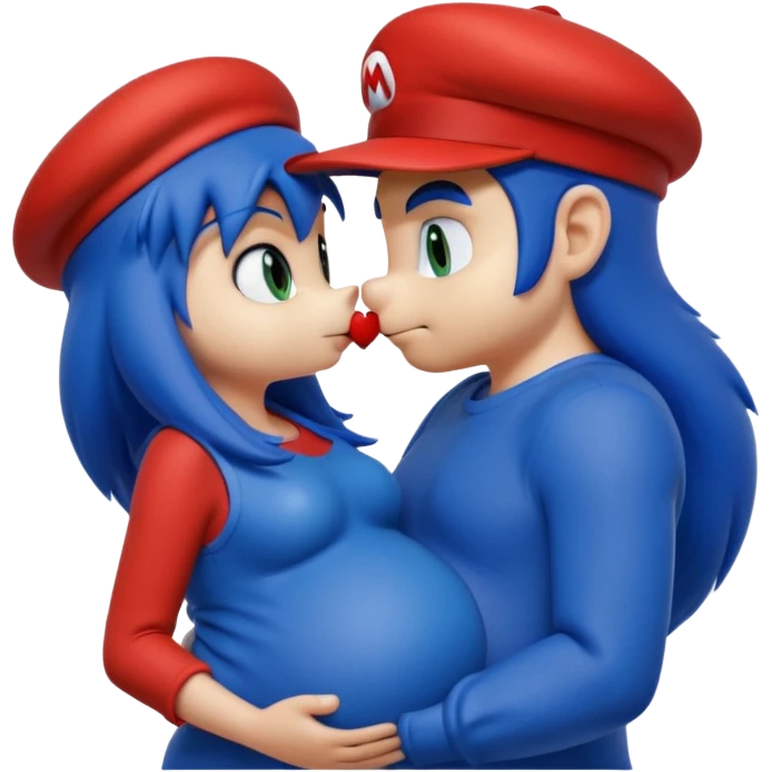 pregnant sonic kissing mario emoji