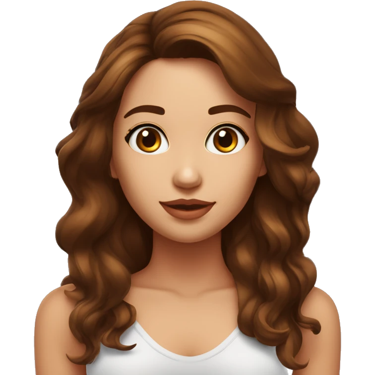 Una chica con cabello obdulado casi rizado marron oscuro con media cola piel trigeña ojos marrones contextura delgada y ya emoji