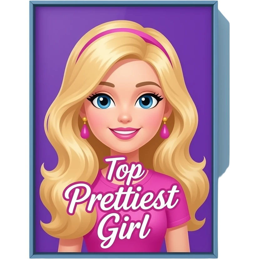 blue purple wall poster with word “Top Prettiest Girl” inspired by barbie colour pallete emoji