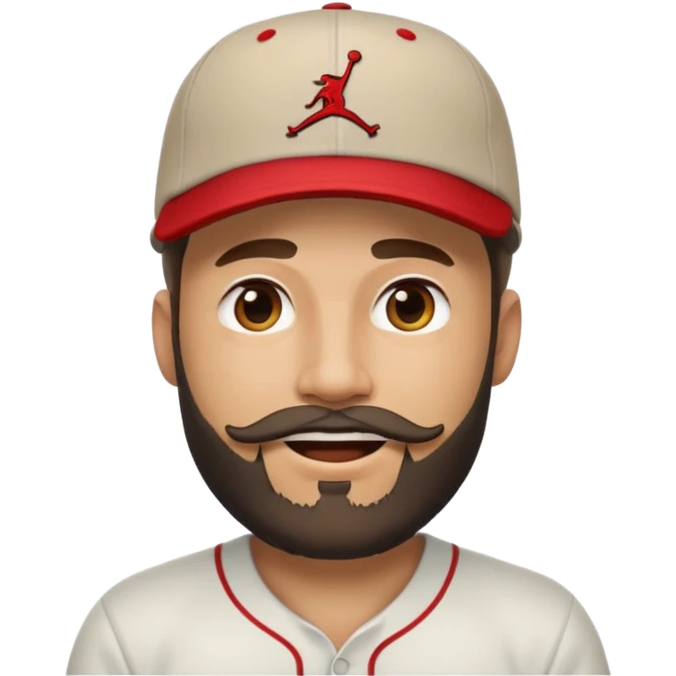 bearded guy wearing a Jordan baseball cap, emoji style, winking emoji