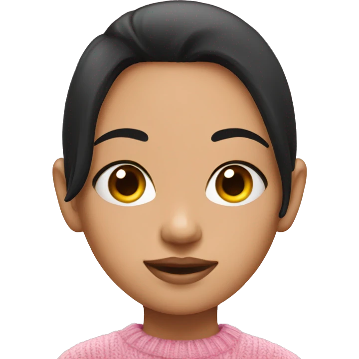 Girl rolling eyes in pink sweater with black hair  emoji