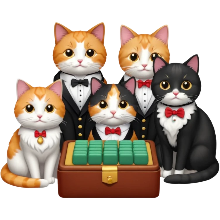 4 cats  playing mahjong emoji