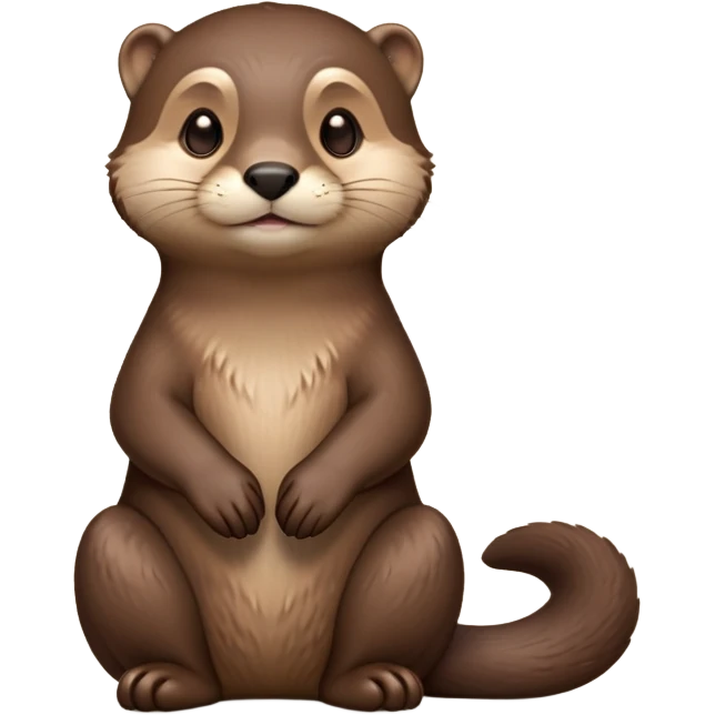 cinematic-noble [otter]-realistic-full-body-sitting-emoji,-tail-tucked-close,-head-tilted-dramatically,-sleek-[brown]-fur,-simplified-yet-realistic-focused-features,-highly-detailed,-glowing-with-an-almost-sarcastic-glow  expressive eyes emoji