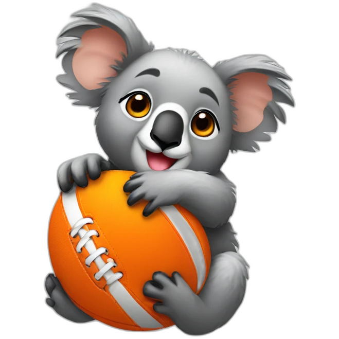 Koala with orange rugbyball emoji