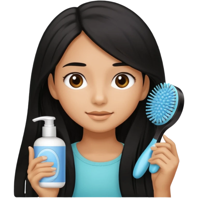 chica cuidando su cabello con productos  emoji