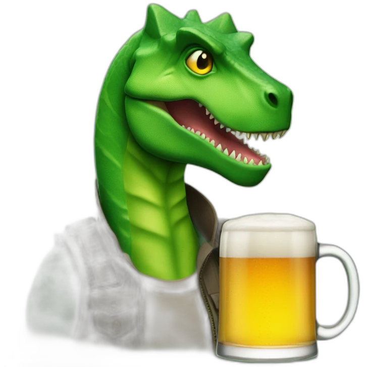 Beautiful, Men, Green Eyes Beer, whith a dinosaurios emoji