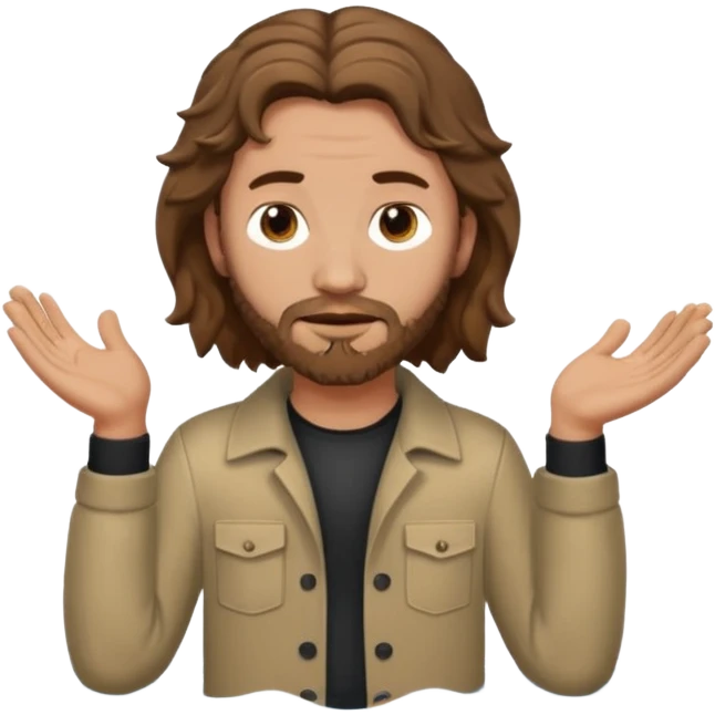 John the Baptist with wavy hair, plain clothes, standing in water, emoji style emoji