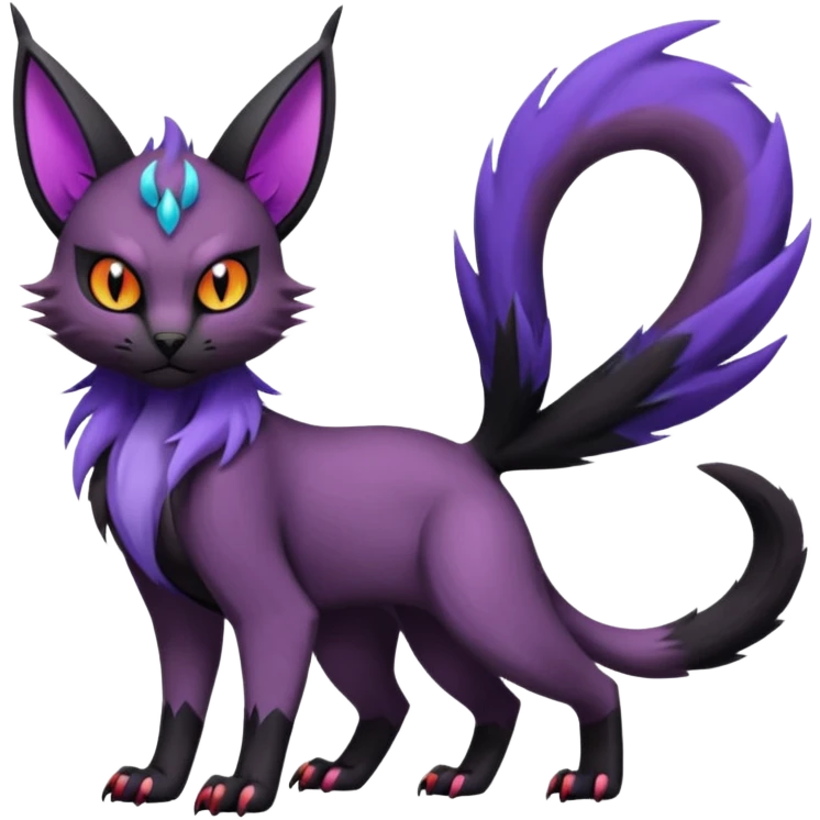 Black edgy Noivern-Noibat-Purloin-Torracat-Lykoi-Caracal-cat-Fakemon-fusion-hybrid-creature emoji