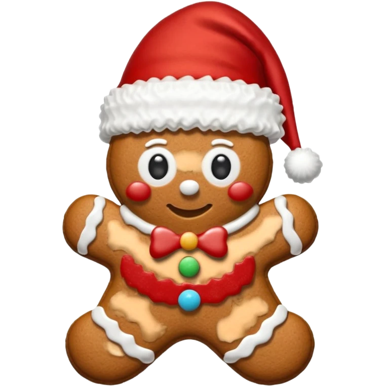 gingerbread cookie in red santa hat shape emoji