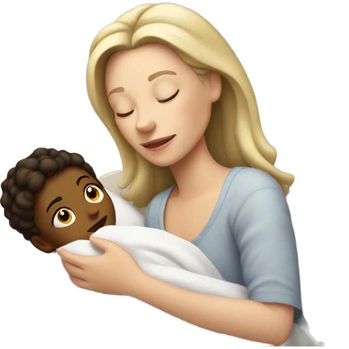White mom tucking child in to bed emoji