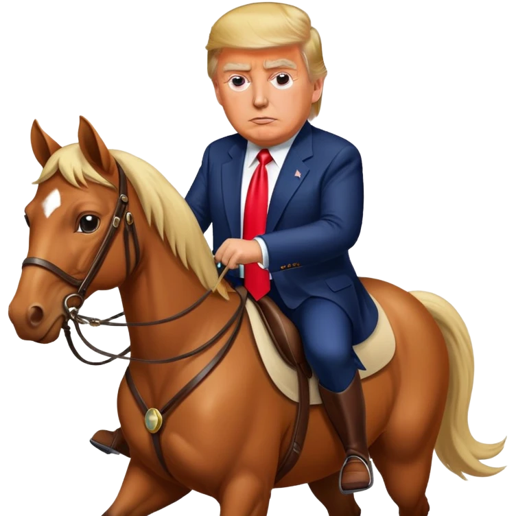 Trump is riding a horse. emoji