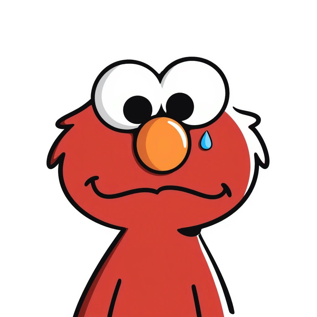 A sad Elmo feeling blue with a tear coming down emoji
