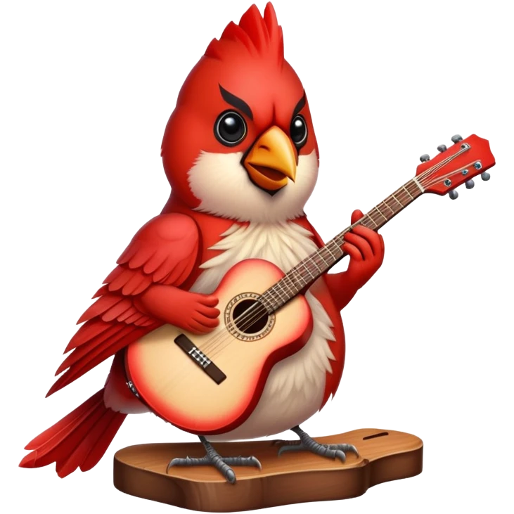 Northern Cardinal with a guitar emoji