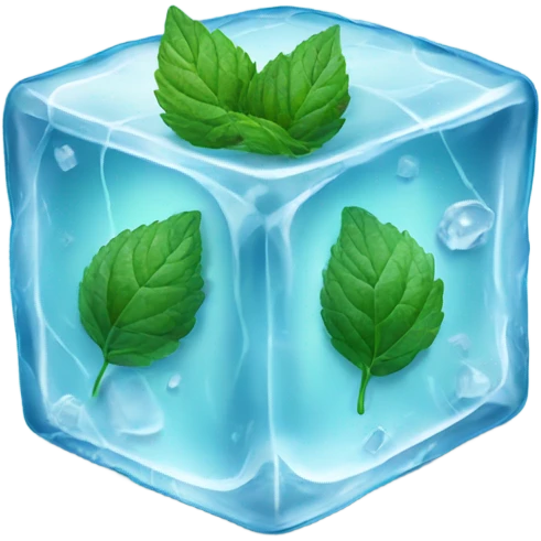 ice cube with mint leaves on it emoji