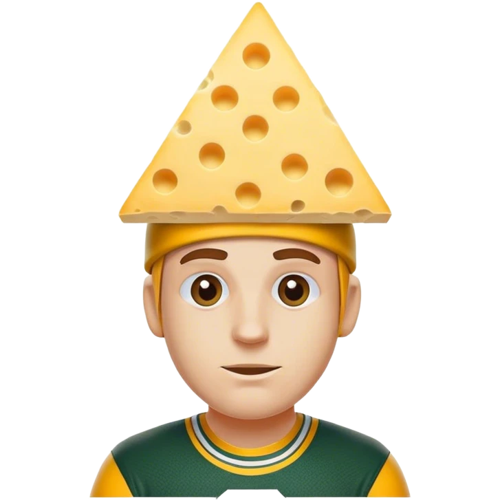 Packers fan with a triangle block of cheese on his head emoji