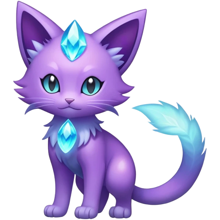 Shiny Magical Elemental Mysterious Purrloin-Delcatty-Pokémon-Fakémon-hybrid-creature (full body) emoji