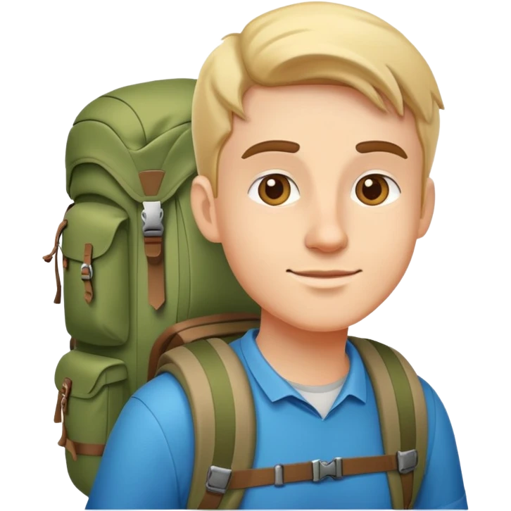 Турист с рюкзаком идет в гору emoji