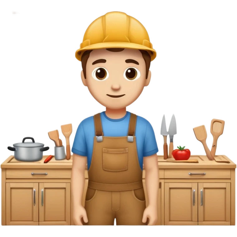 Imagen de un carpintero con puertas,cocinas,armarios emoji