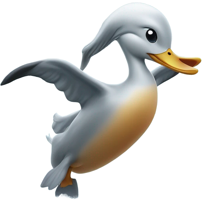 A duck fighting a dolphin emoji