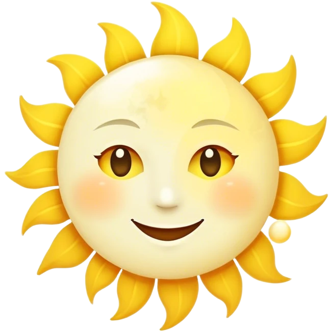 a really bright  big sun and a small moon who shines because of it. the sun is bigger and the tiny \moon bright too beside it smiling emoji