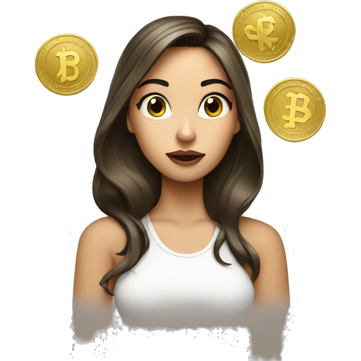 Brunette girl with blonde money piece blowing a kiss emoji