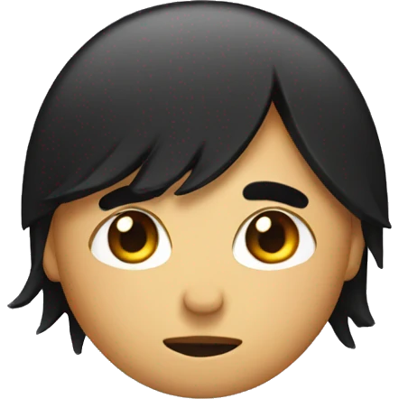 emoji with black hair covering on eye  emoji
