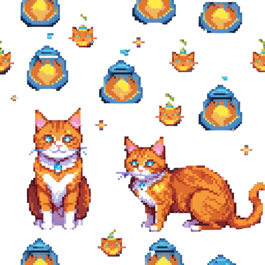 orange cat with magical glowing eyes and magical aura emoji