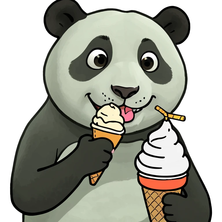 Panda eating ice cream emoji