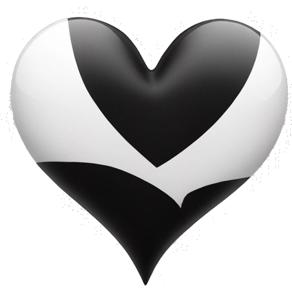 Half white half black heart where left half is white emoji