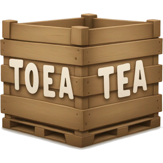 Wooden Crate that says "TEA" with big letters on it emoji