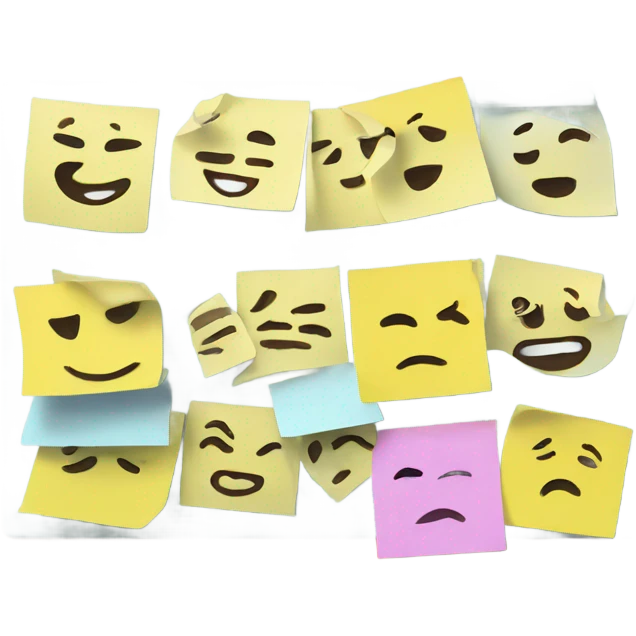 modern-clean-sticky notes on board-front view emoji
