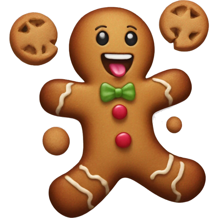 Gingerbread man with tongue out emoji