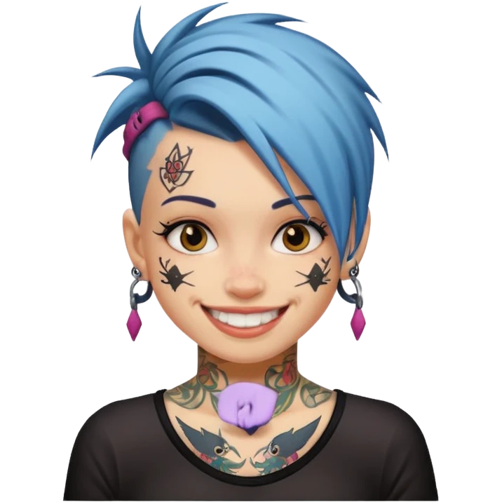 Skater punk girl mugshot smiling emoji