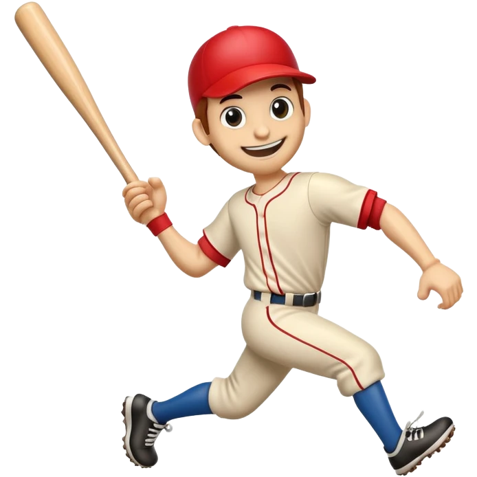 Cartoon baseball bat character with arms and legs in a running pose emoji