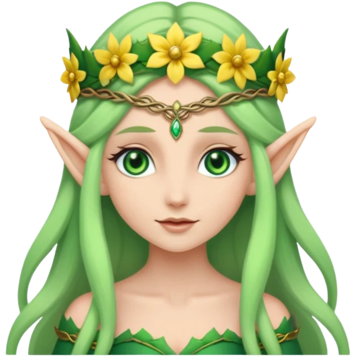 Flower-crowned elf queen emoji